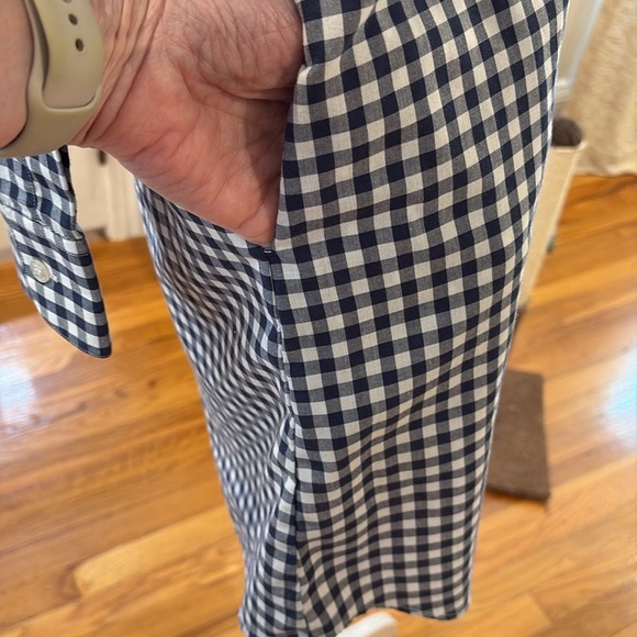 Kiel James Patrick Scalloped Oxford blue/white checkered shirt dress. Size XS - Picture 4 of 11